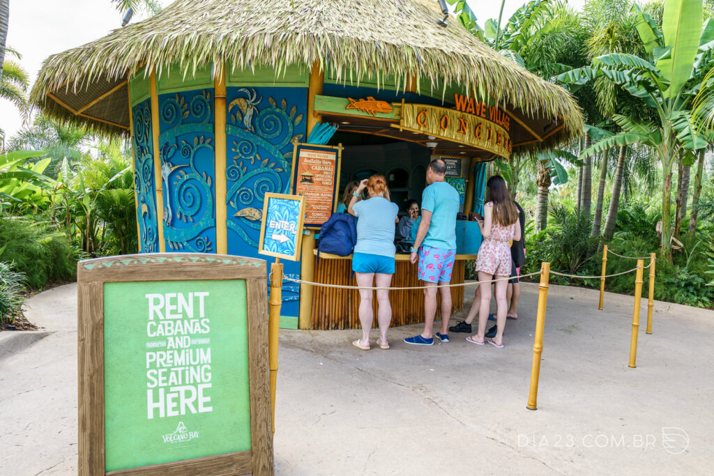 quiosque aluguel cabana toalhas volcano bay